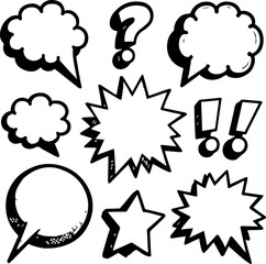 Speech bubbles and comic elements vector doodle collection