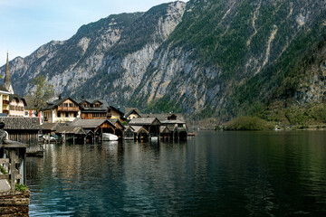 Hallstatt Austria. Alpine Lake Village Mountain Landscape