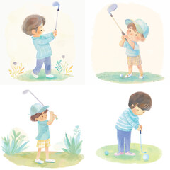 Fun Golf Activity Kid Illustration Pack

