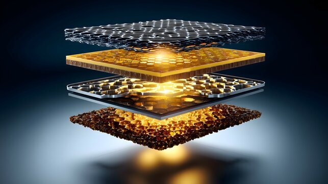 Layered technological structure displaying intricate material compositions.