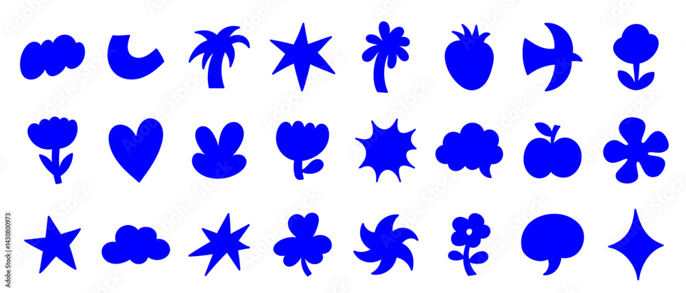 Aufkleber vector set of minimalist design elements, flowers, doodles, scribbles - abstract background elements