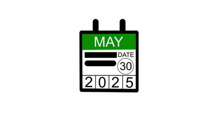 date 30 May 2025 illustration . calendar illustration on a black background. and stunning 4k illustration