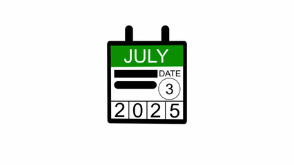 Fototapeta premium date 3 July 2025 illustration . calendar illustration on a black background. and stunning 4k illustration 