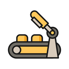 Machine vector icon in solid line style. Simple and minimalist industrial and factory theme icons