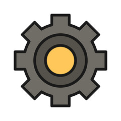 Gears vector icon in solid line style. Simple and minimalist industrial and factory theme icons