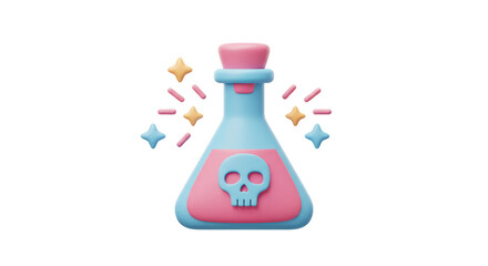 Isolated Magic Potion Bottle with Skull and Stars