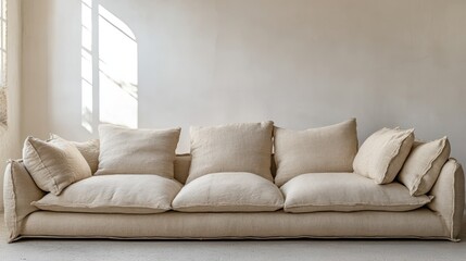 Naklejka premium Cream linen sofa