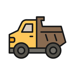Truck vector icon in solid line style. Simple and minimalist industrial and factory theme icons