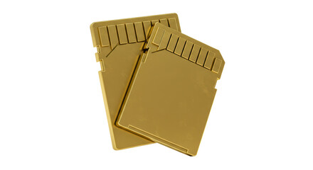 Isolated Pair of Golden SD Memory Cards