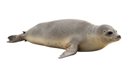 Isolated Harbor Seal Resting on a White Background