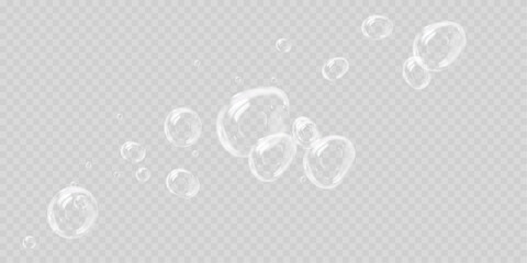 Soft Airy Soap Bubbles Isolated on Transparent Background for Light Effects