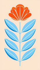 Vintage Floral Seamless Pattern - Spring Summer Nature Design with Leaf, Flower, Tree, Silhouette, Feather - Vector Illustration, Decoration, Ornament, Icon Set