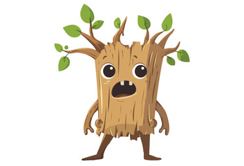Adorable tree character vector artwork, perfect for kids&rsquo; books, eco-themed projects, and educational materials. Cute, cartoon-style design ideal for nursery decor, games, and playful illustrations