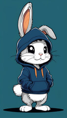 Cute Cartoon Bunny Rabbit Easter Holiday Illustration - White Baby Hare Fun Funny Happy Spring Animal Isolated Vector Art Character Toy Mammal Pet Egg Drawing