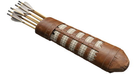 Isolated Leather Quiver Full of Arrows