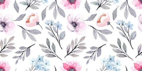 Delicate Watercolor Floral Seamless Pattern
