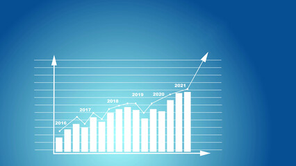 Profit Growth Chart. Blue Background. Business Poster. Copy Space
