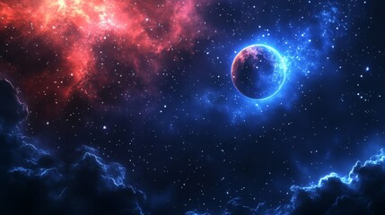 Cosmic Planet In Vibrant Nebula Galaxy