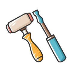 chisel and hammer icon, chisel and hammer vector illustration-simple illustration of chisel and hammer, perfect for chisel and hammer logos and icons