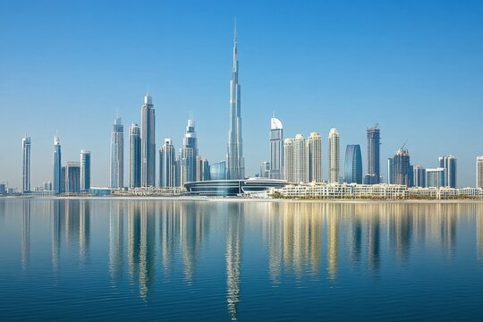 premium quality visual of city with tall buildings from afar