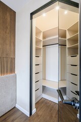 interior apartment room dressing room, hangers, storage system