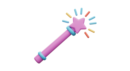 Isolated Cartoon Magic Wand with Star and Sparkles