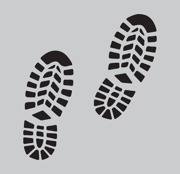 Foot prints of hiking boot soles 
