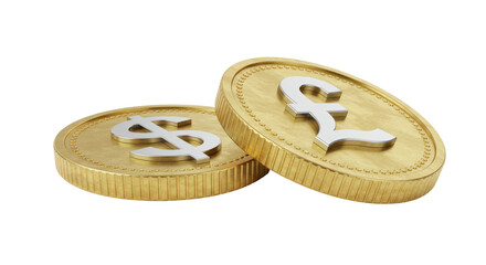 Isolated Dollar Pound Coin International Currency