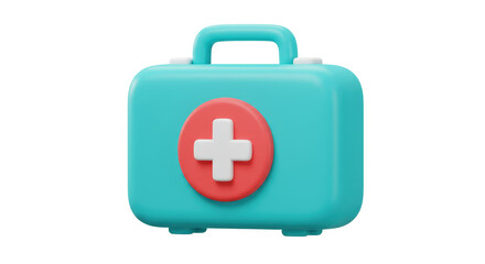Isolated Light Blue First Aid Kit with Red Cross