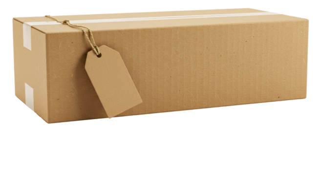 Isolated Cardboard Box with Brown Tag