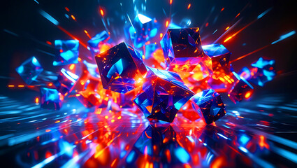 Fiber optic cables create a colorful, bright light design reminiscent of Christmas holiday decorations, a technological celebration of motion and glow