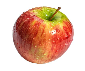 A juicy, ripe red apple, a healthy and delicious fruit, isolated on a fresh white background with water droplets