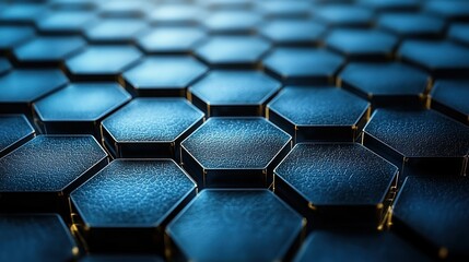 Obraz premium Abstract Hexagon Pattern: A Deep Blue Technological Marvel