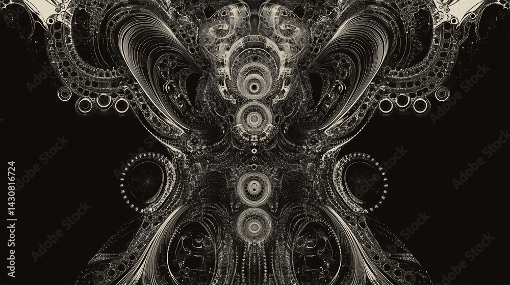 Fototapete intricate fractal artwork reveals a complex pattern of interconnected shapes, evoking organic struct
