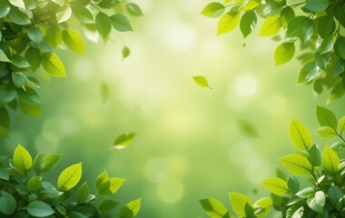 Obraz premium Advertising fresh leaves and sunlight background images, nature, plants, forests, banner textures posters