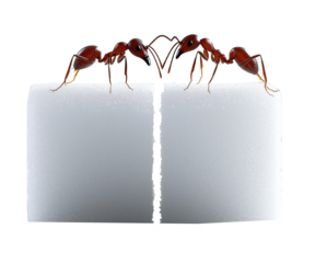 Two ants, sugar cubes, 
