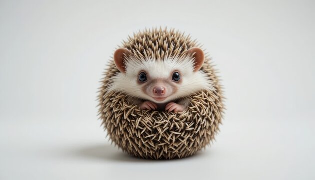 Adorable White And Brown Hedgehog Portrait