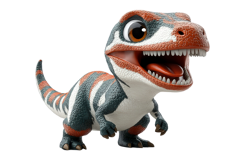 Cute and Colorful Cartoon Dinosaur Character with Big Eyes and Open Mouth for Playful Themes and Children's Designs