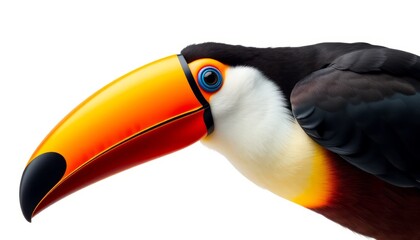 Naklejka premium Closeup of a Vibrant Toucan Against White Background