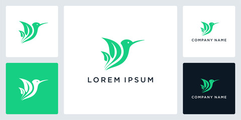 Leaf bird logo nature vector