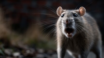 Close-up of a rat with open mouth