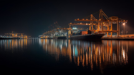 Fototapeta premium night view of the port