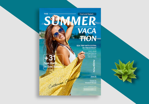 Summer Vacation Magazine Cover Layout