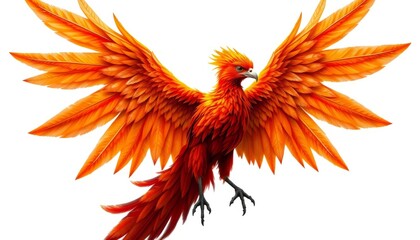 Fototapeta premium Fiery Orange Phoenix in Flight