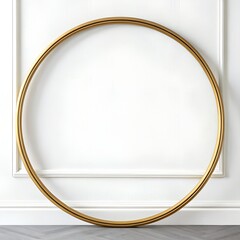 Golden circle frame on white