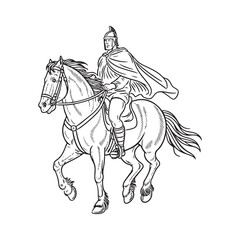 Man Horse Riding Silhouette - Modern Vector Smoke Sketch - man horse riding silhouette - man horse riding vector - man horse riding doodle - horse riding illustration - man horse riding line art

