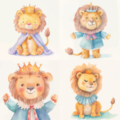 Hand-Painted Lion in Royal Costume Clipart Collection

