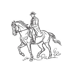 Man Horse Riding Silhouette - Artistic Line Smoke Sketch - man horse riding silhouette - man horse riding vector - man horse riding doodle - horse riding illustration - man horse riding line art

