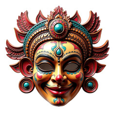 Naklejka premium Indian Kathakali Dancer Mask on Transparent Background