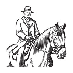 Man Horse Riding Silhouette - Simple Digital Line Art - man horse riding silhouette - man horse riding vector - man horse riding doodle - horse riding illustration - man horse riding line art

